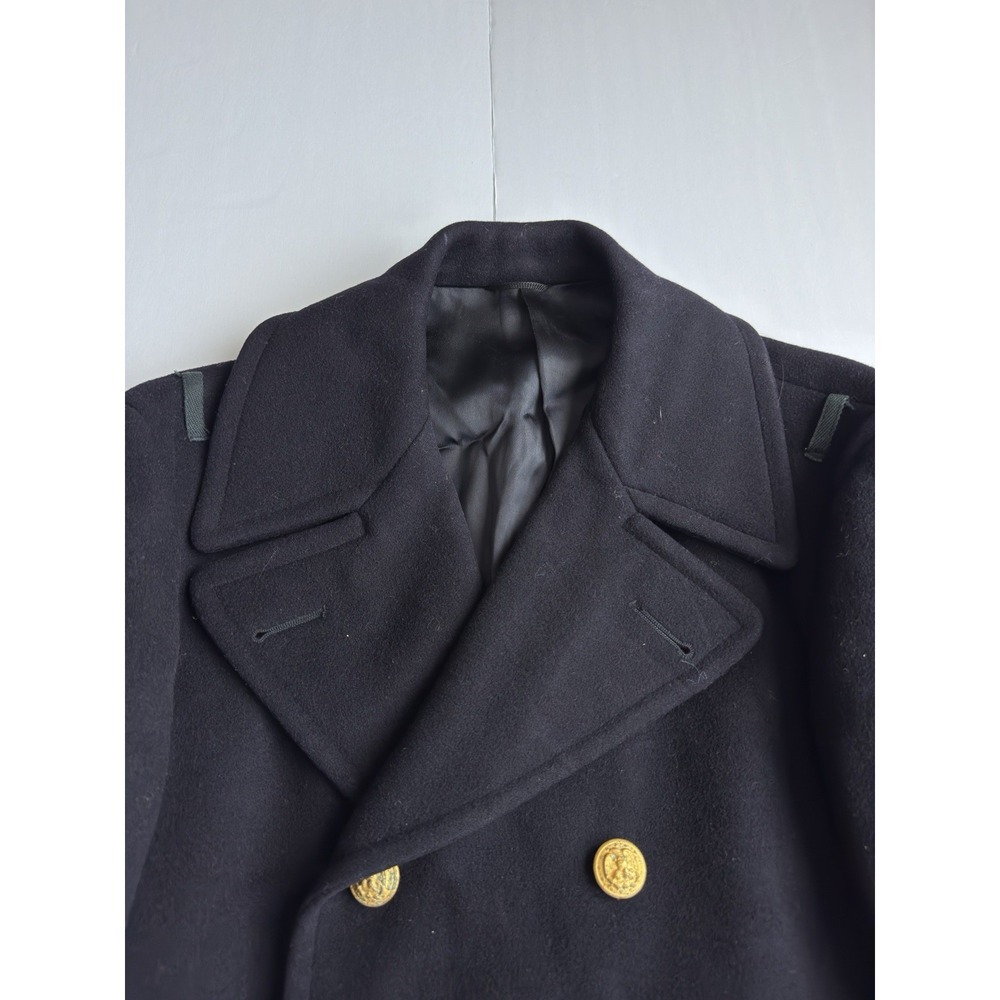 VTG U.S. Navy Mens Double Breasted 100% Wool Gold Button Peacoat Navy Blue 38XL - Picture 6 of 13